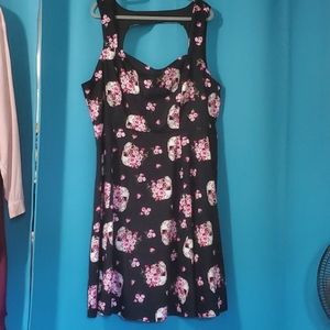 Skull and roses print dress